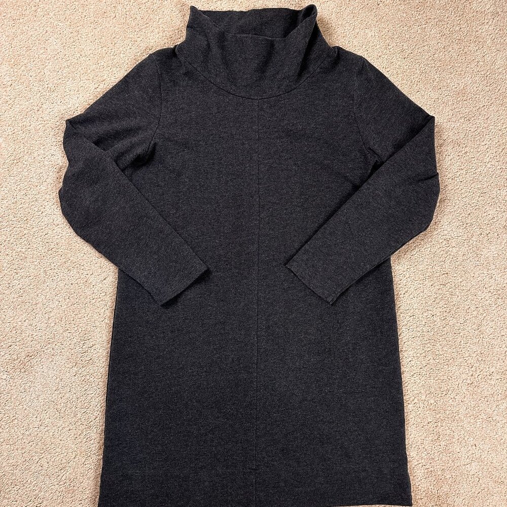 Pure Jill J Jill Charcoal Heather Gray Cowl Neck Drawstring Sweater Dress Medium
